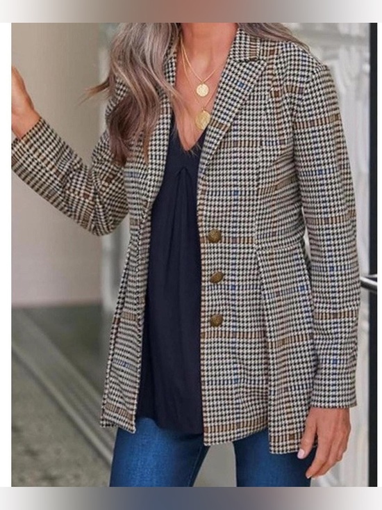 Soft Surroundings Jackets & Blazers - Soft Surroundings Houndstooth Plaid Knit Blazer Jacket M Stretch
